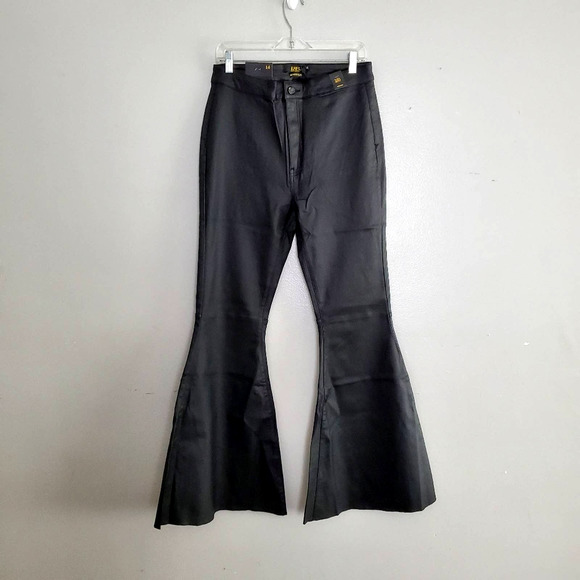 Lucky & Blessed Black Leather High-Rise Extreme Flare Jeans Women's Plus Size 20 - Picture 3 of 16